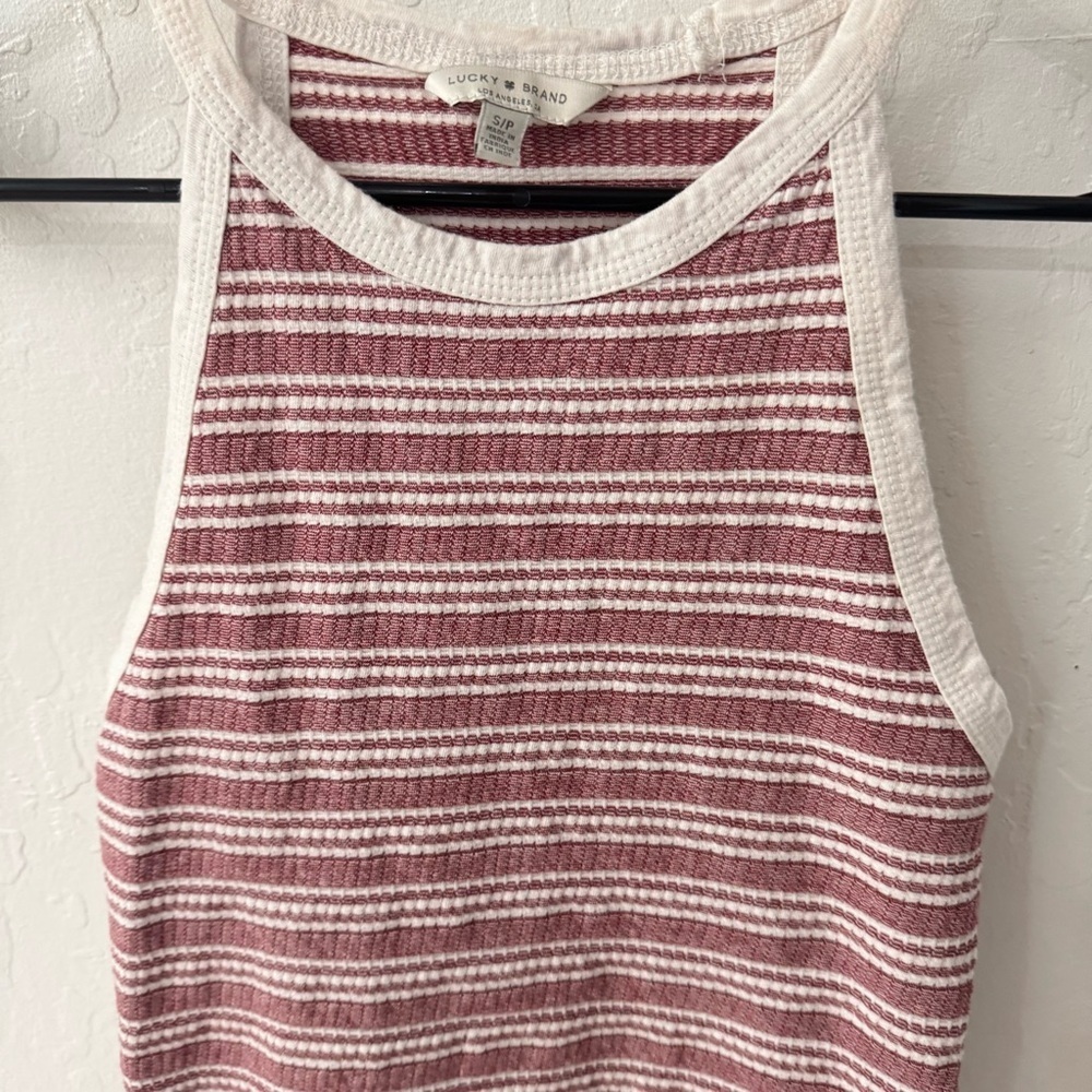 Lucky Brand Women’s Stripe High Neck Red White Tank Top Small - Picture 2 of 4